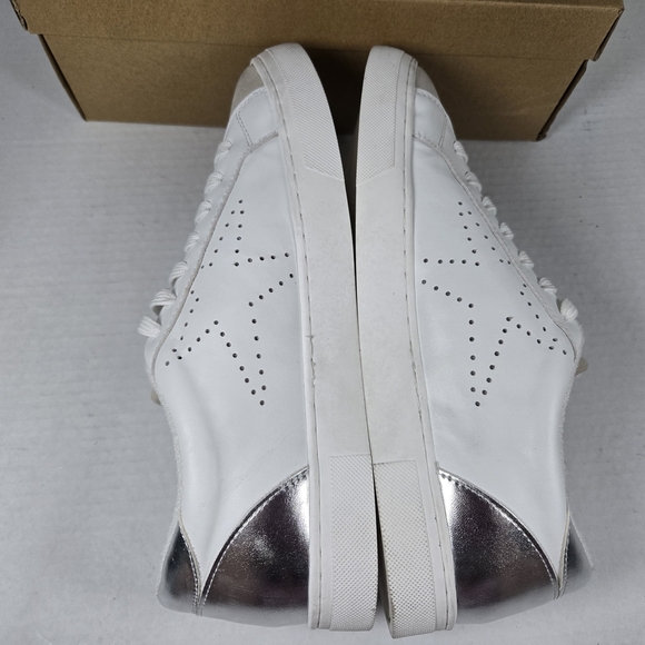 Steve Madden Rezume White and Silver Star Sneakers with Suede  Size Women's 10 - Picture 6 of 11
